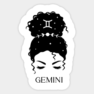 Messy Bun Celestial Queen: Gemini Zodiac Sign Sticker